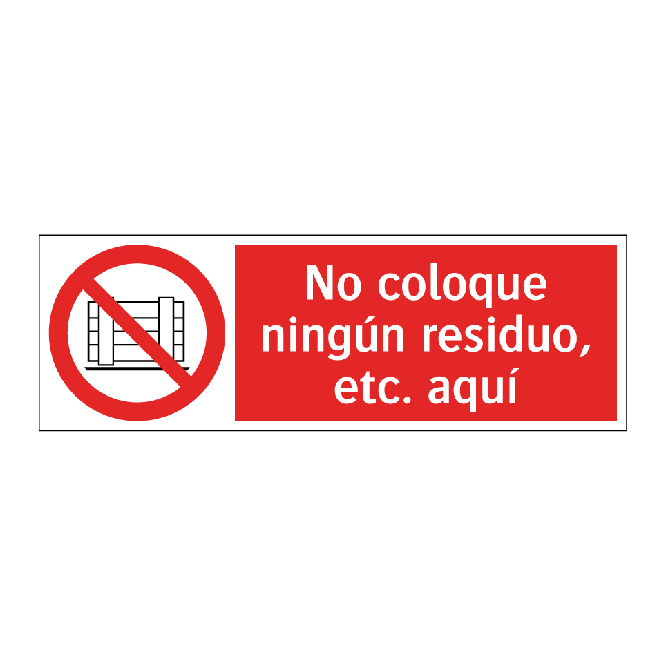 No coloque ningún residuo, etc. aquí