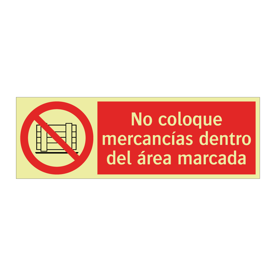 No coloque mercancías dentro del área marcada