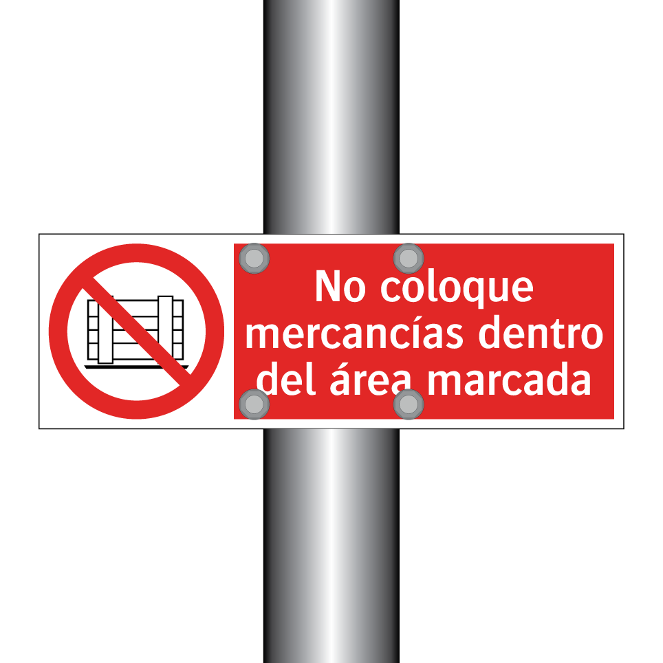 No coloque mercancías dentro del área marcada