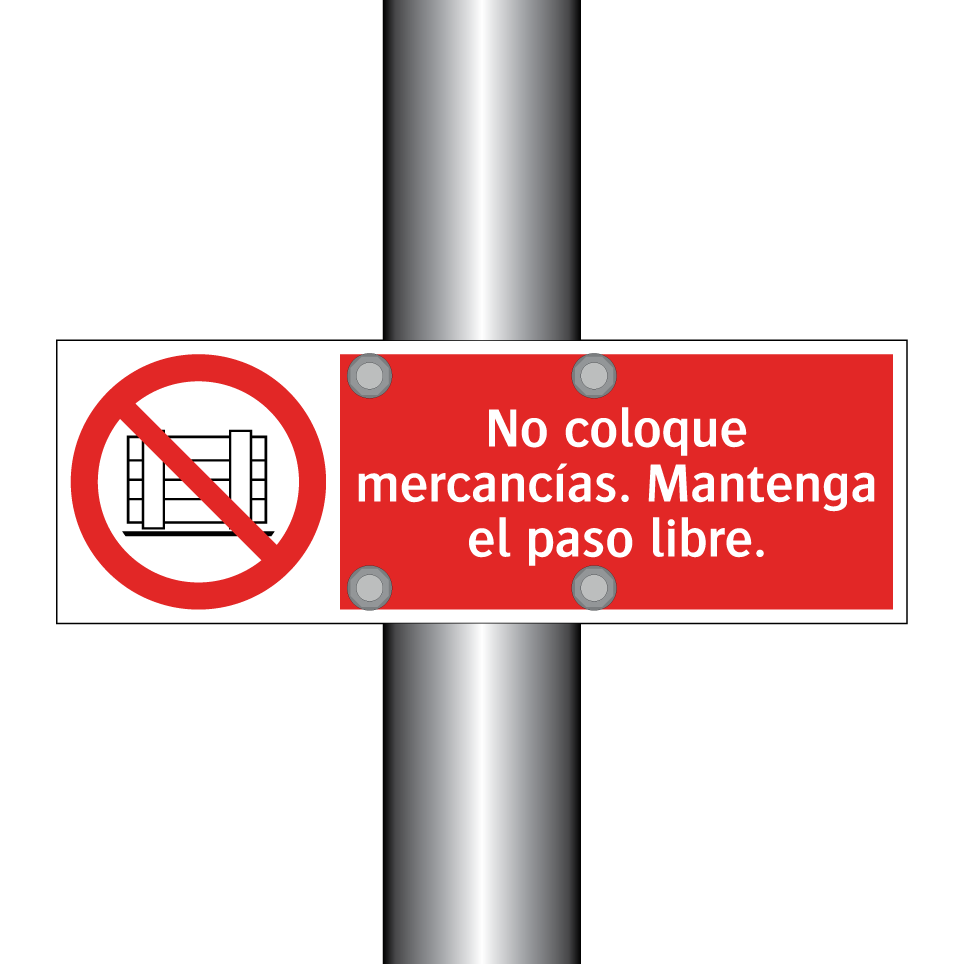 No coloque mercancías. Mantenga el paso libre.