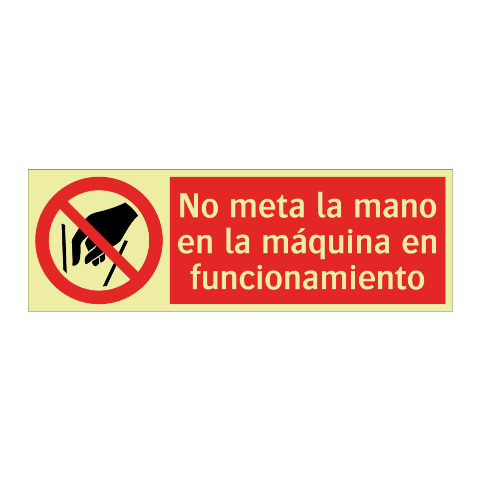 No meta la mano en la máquina en funcionamiento