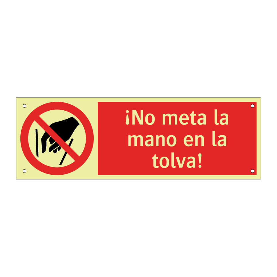¡No meta la mano en la tolva!