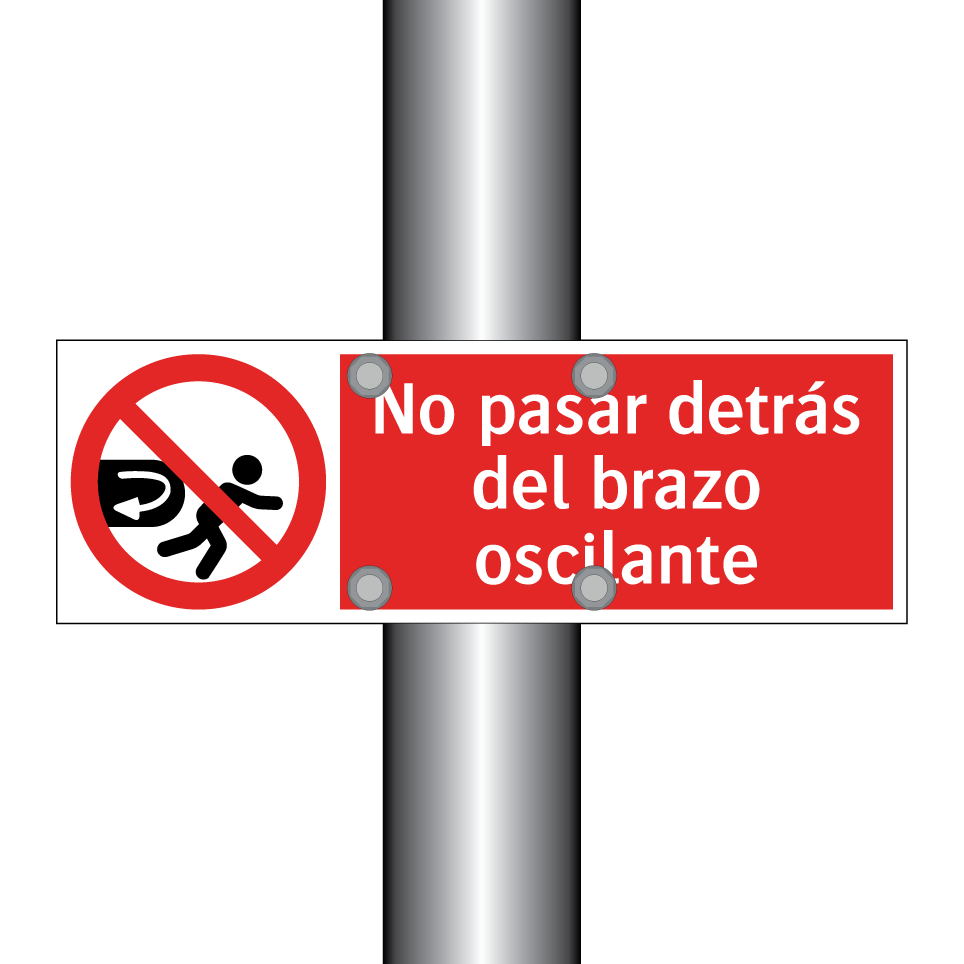 No pasar detrás del brazo oscilante
