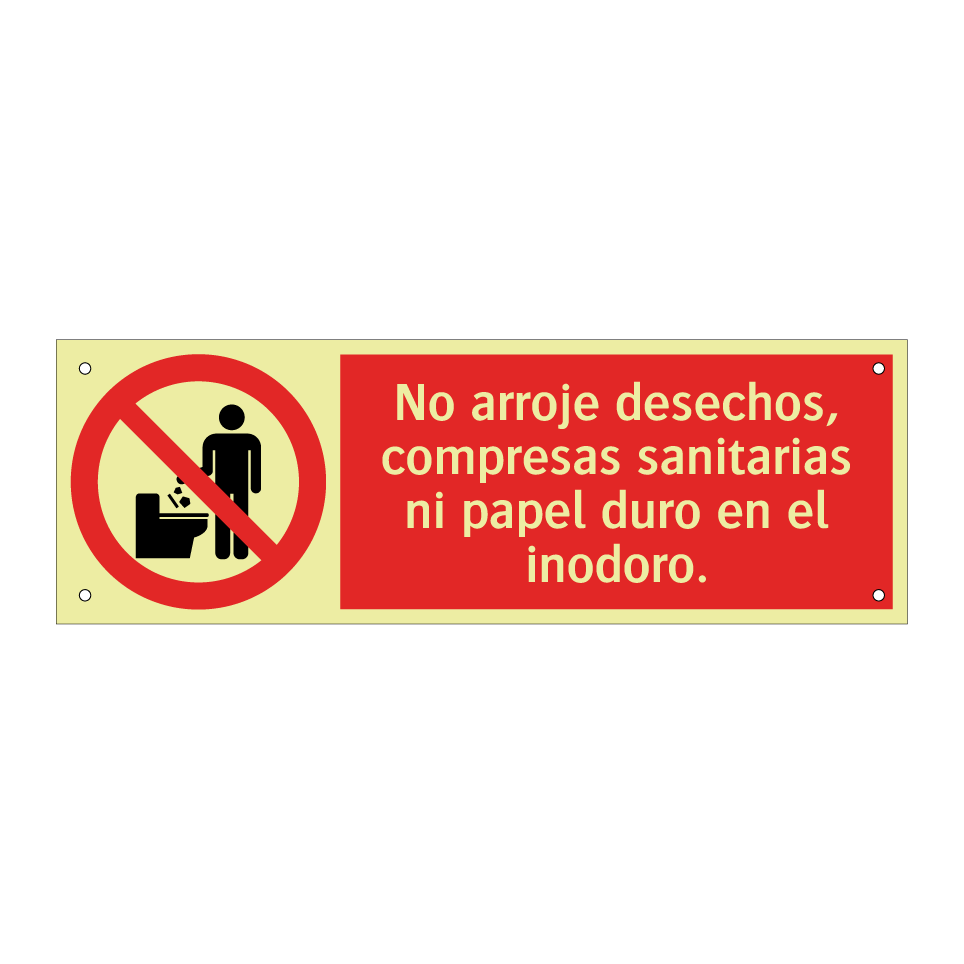 No arroje desechos, compresas sanitarias ni papel duro en el inodoro.