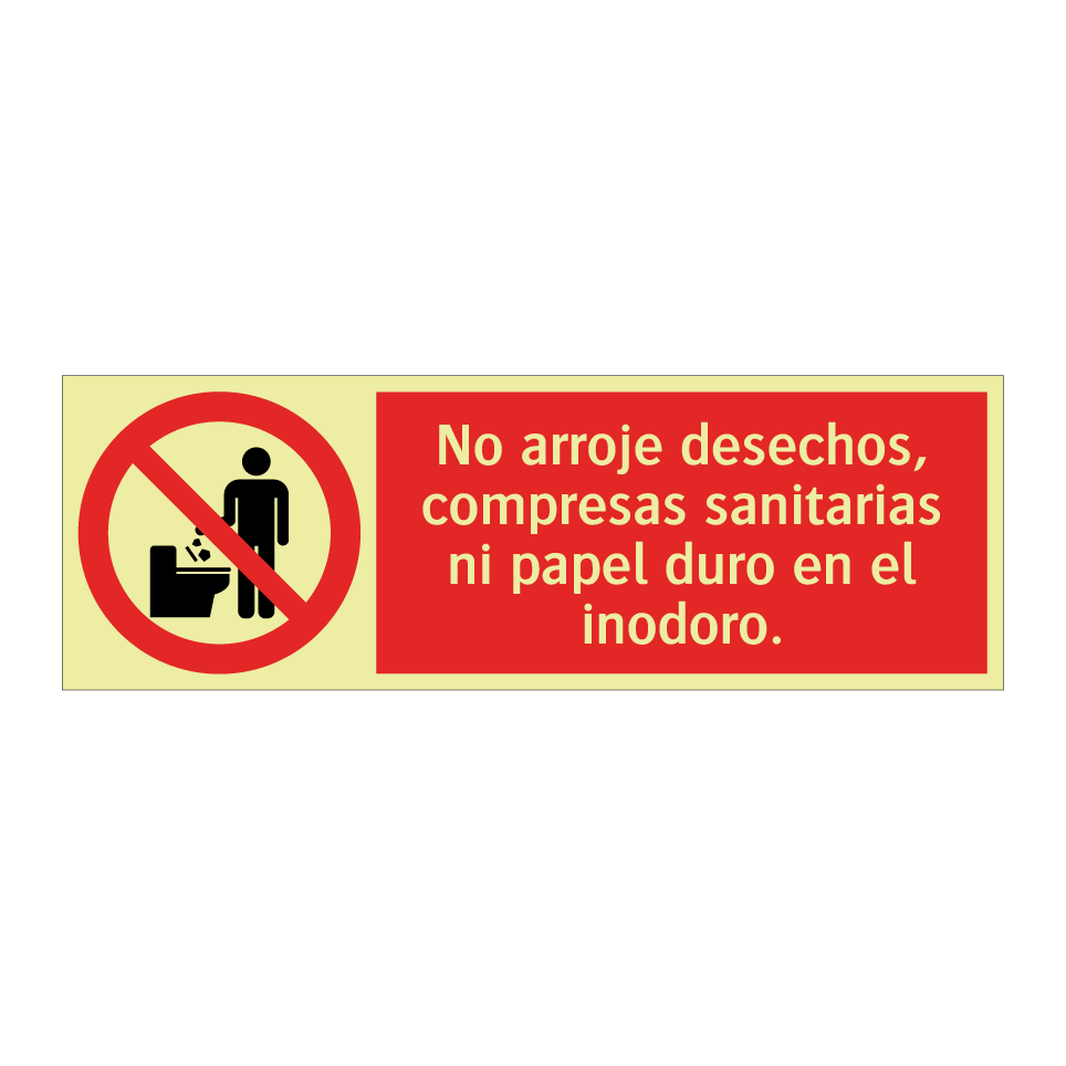 No arroje desechos, compresas sanitarias ni papel duro en el inodoro.