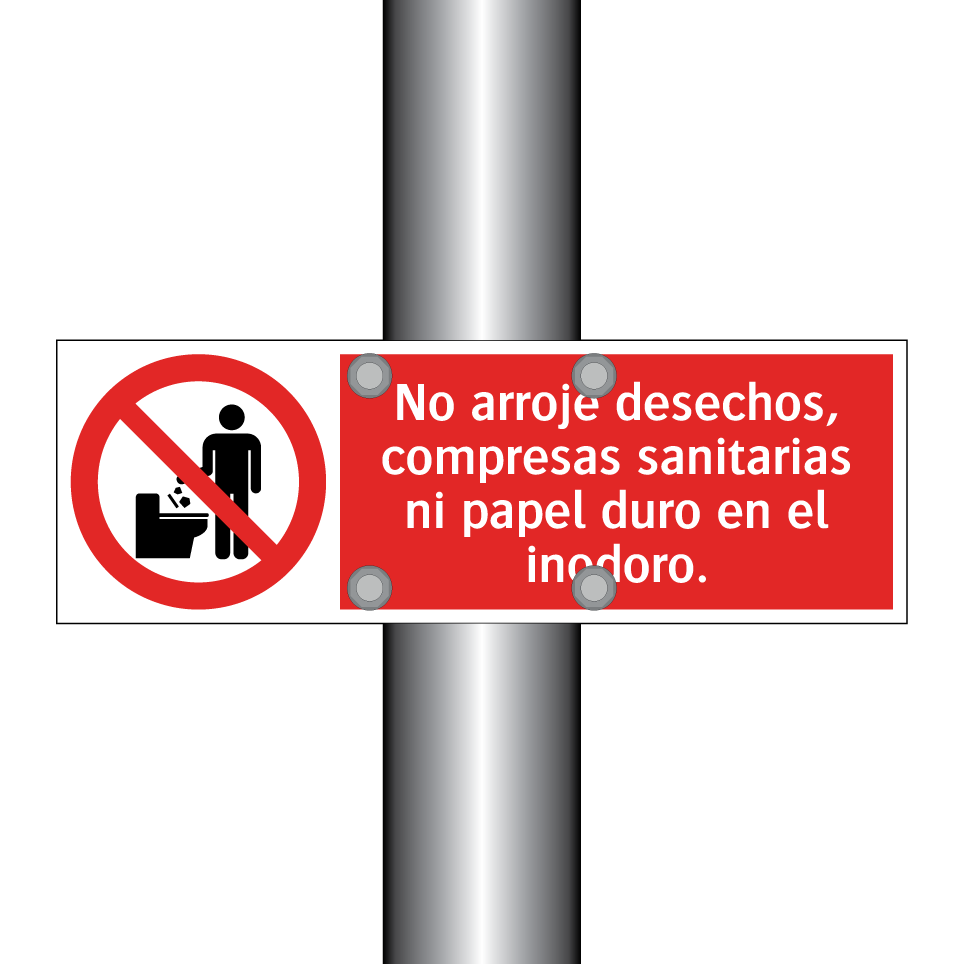No arroje desechos, compresas sanitarias ni papel duro en el inodoro.