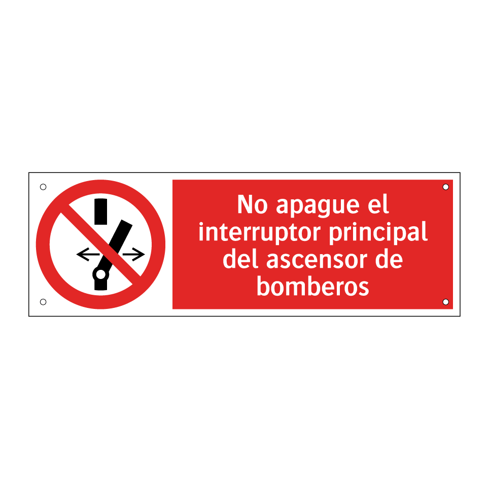 No apague el interruptor principal del ascensor de bomberos