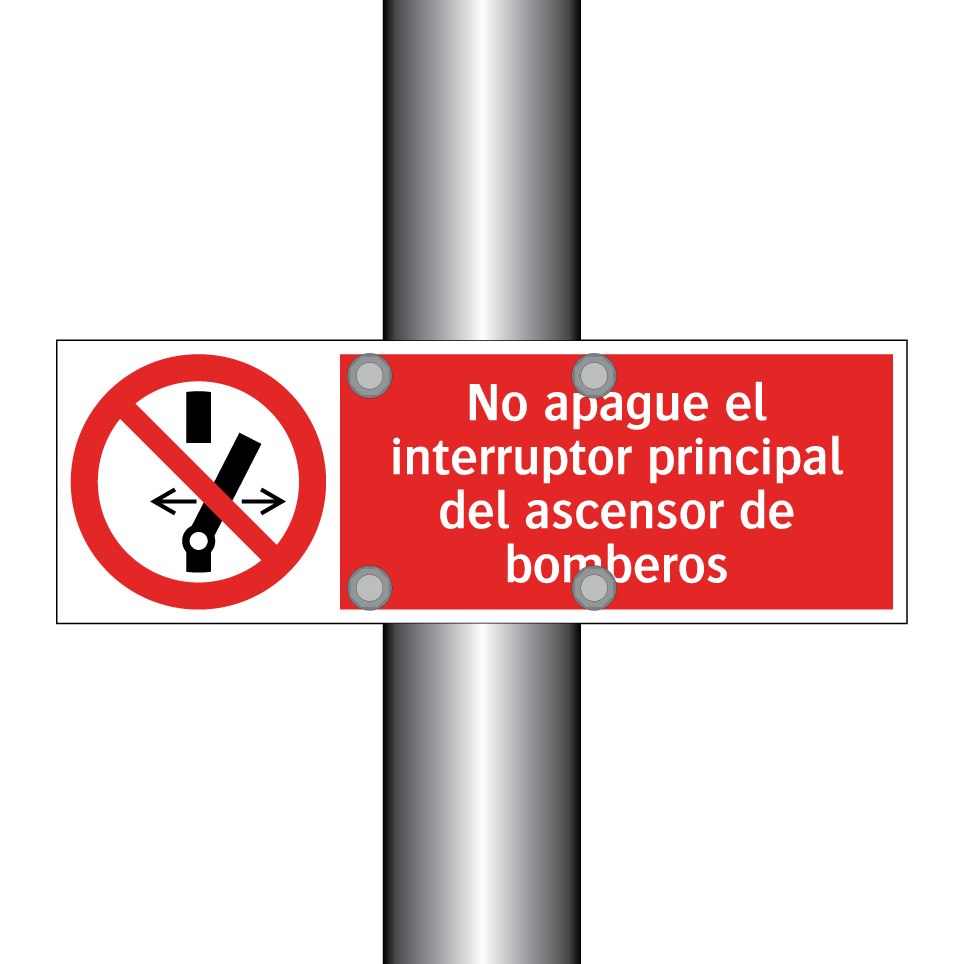 No apague el interruptor principal del ascensor de bomberos