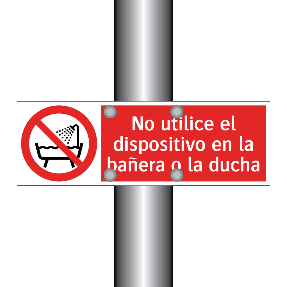 No utilice el dispositivo en la bañera o la ducha