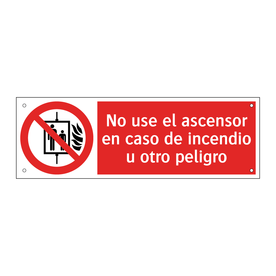 No use el ascensor en caso de incendio u otro peligro