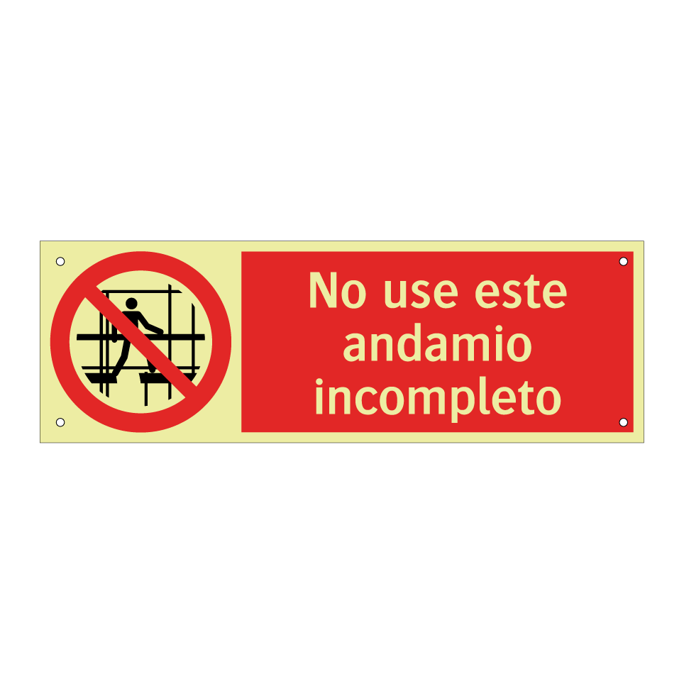 No use este andamio incompleto