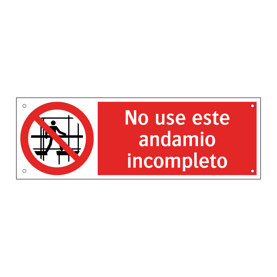 No use este andamio incompleto