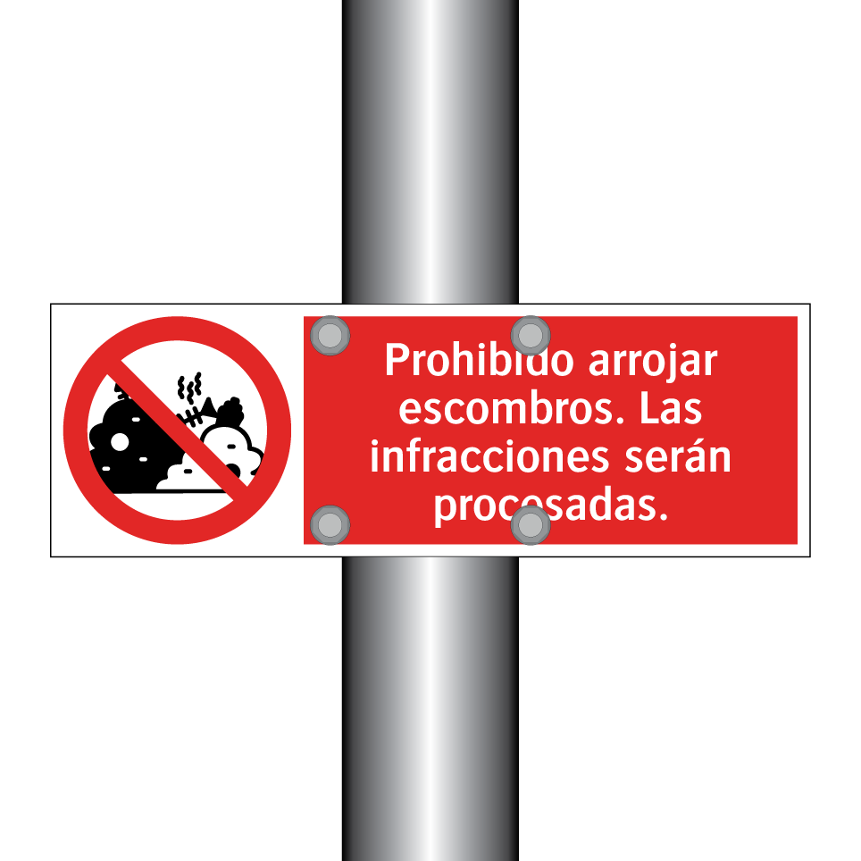 Prohibido arrojar escombros. Las infracciones serán procesadas.