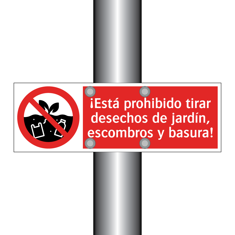 ¡Está prohibido tirar desechos de jardín, escombros y basura!