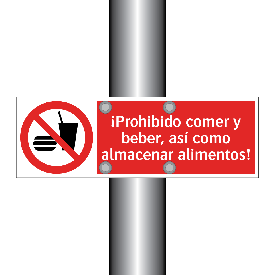 ¡Prohibido comer y beber, así como almacenar alimentos!