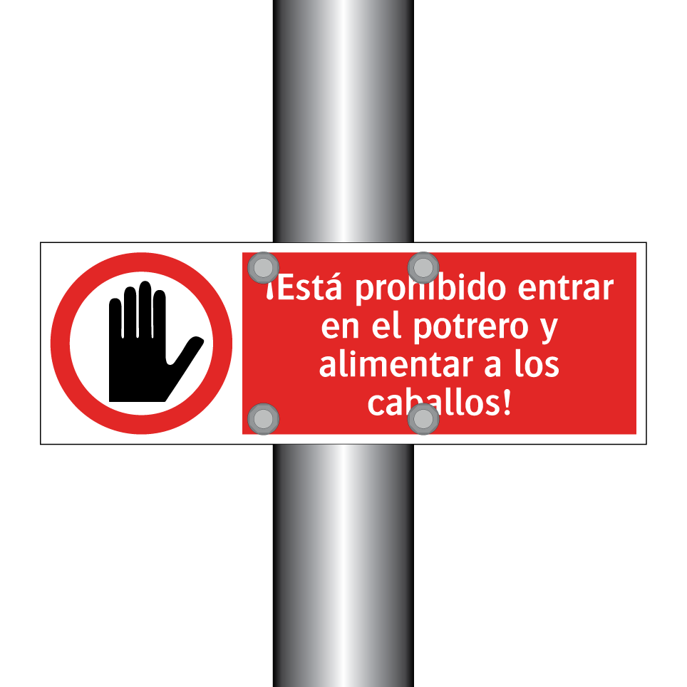 ¡Está prohibido entrar en el potrero y alimentar a los caballos!