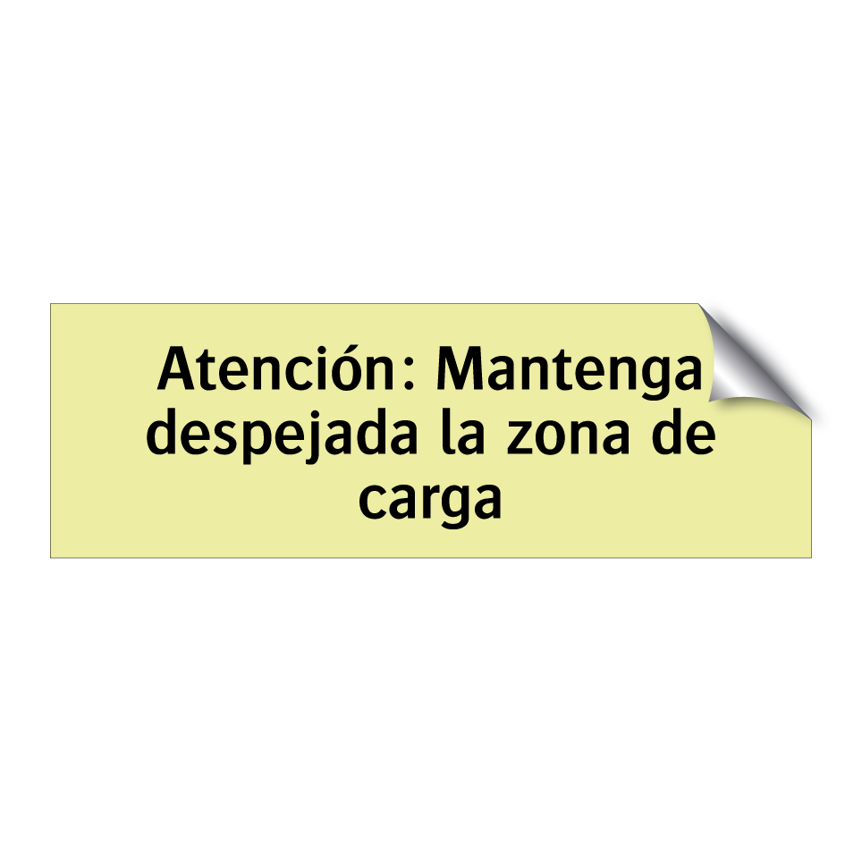 Atención: Mantenga despejada la zona de carga