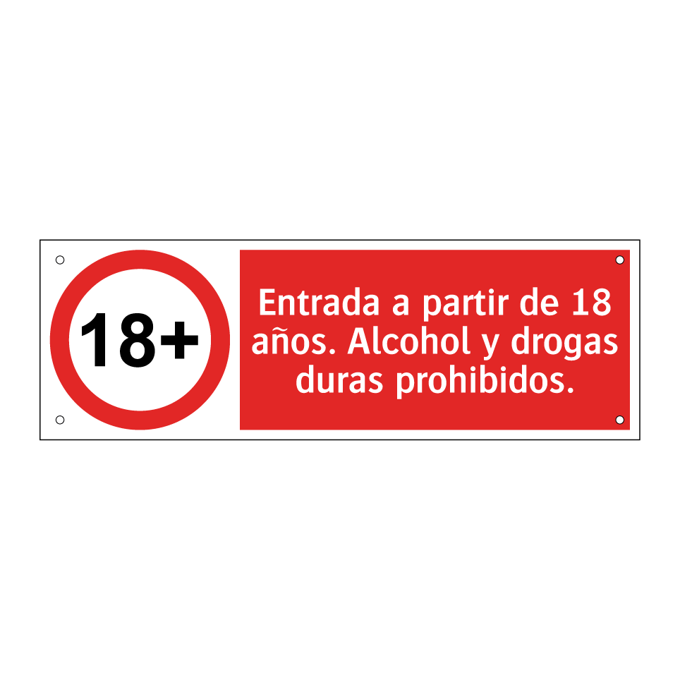 Entrada a partir de 18 años. Alcohol y drogas duras prohibidos.