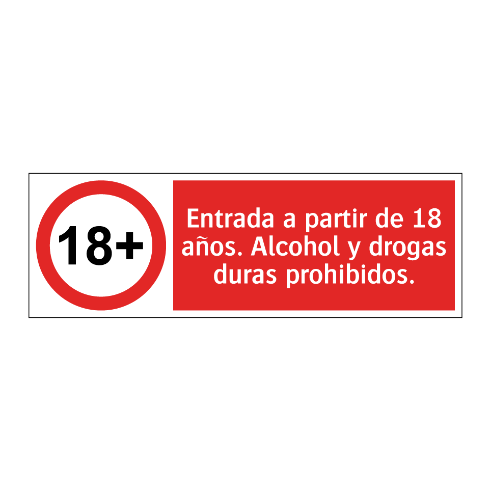 Entrada a partir de 18 años. Alcohol y drogas duras prohibidos.