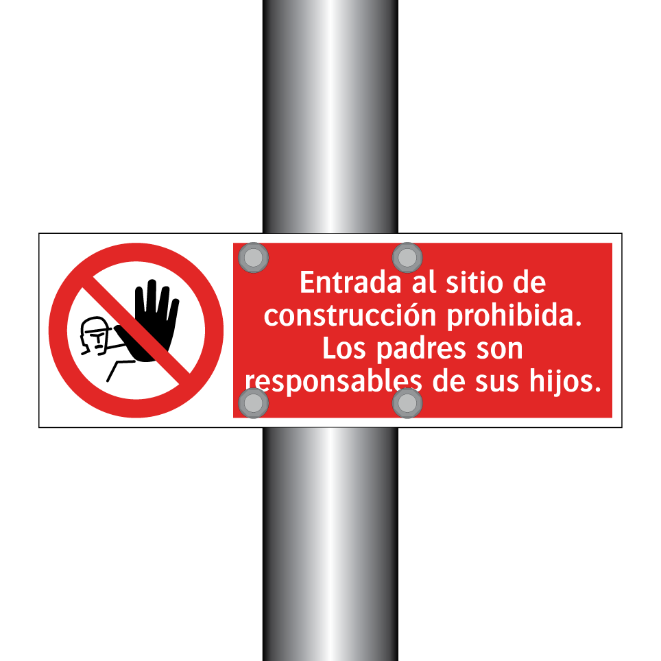 Entrada al sitio de construcción prohibida. Los padres son responsables de sus hijos.