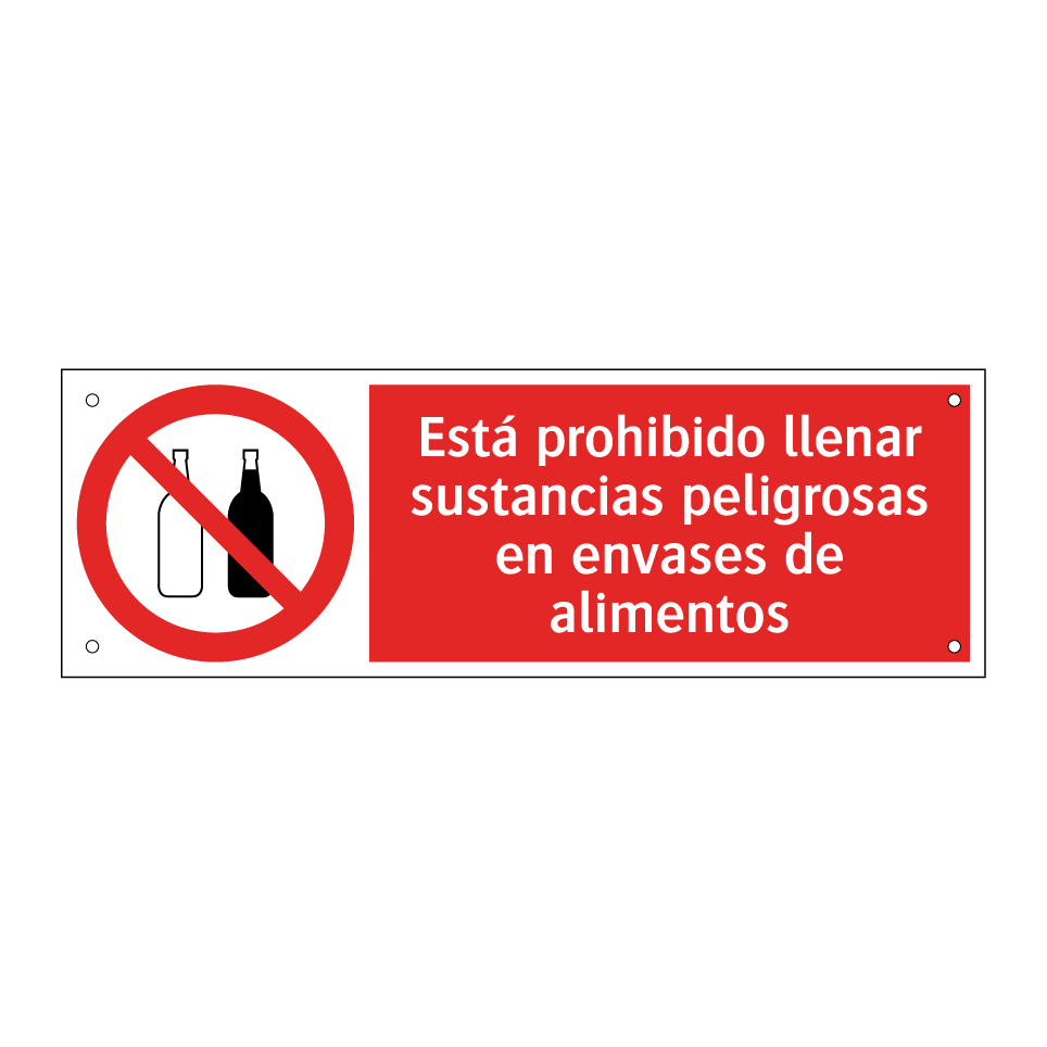 Está prohibido llenar sustancias peligrosas en envases de alimentos