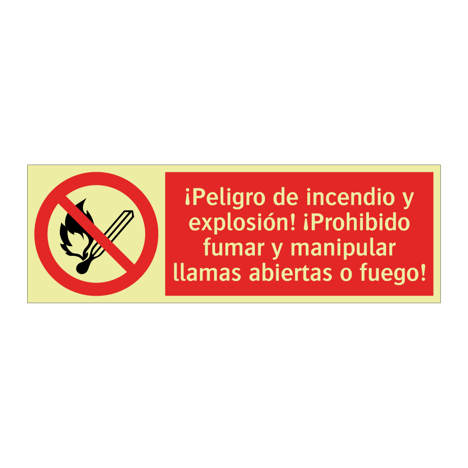 ¡Peligro de incendio y explosión! ¡Prohibido fumar y manipular llamas abiertas o fuego!