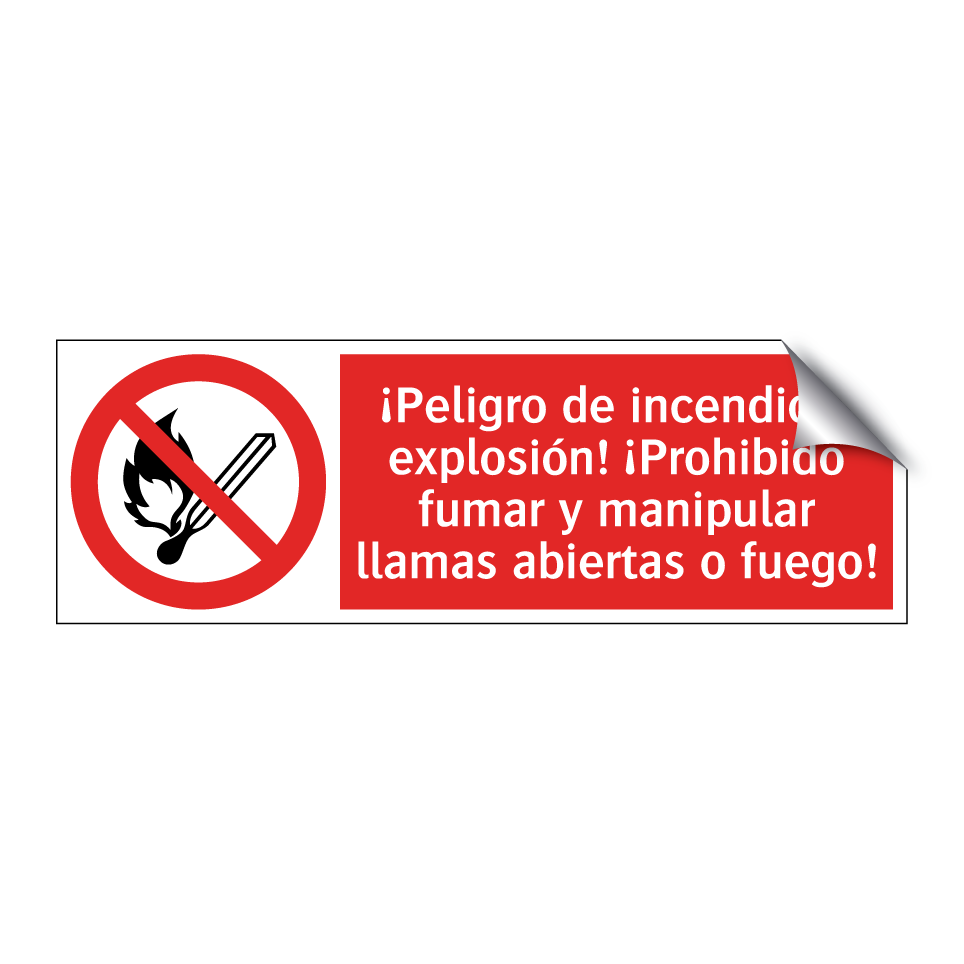 ¡Peligro de incendio y explosión! ¡Prohibido fumar y manipular llamas abiertas o fuego!
