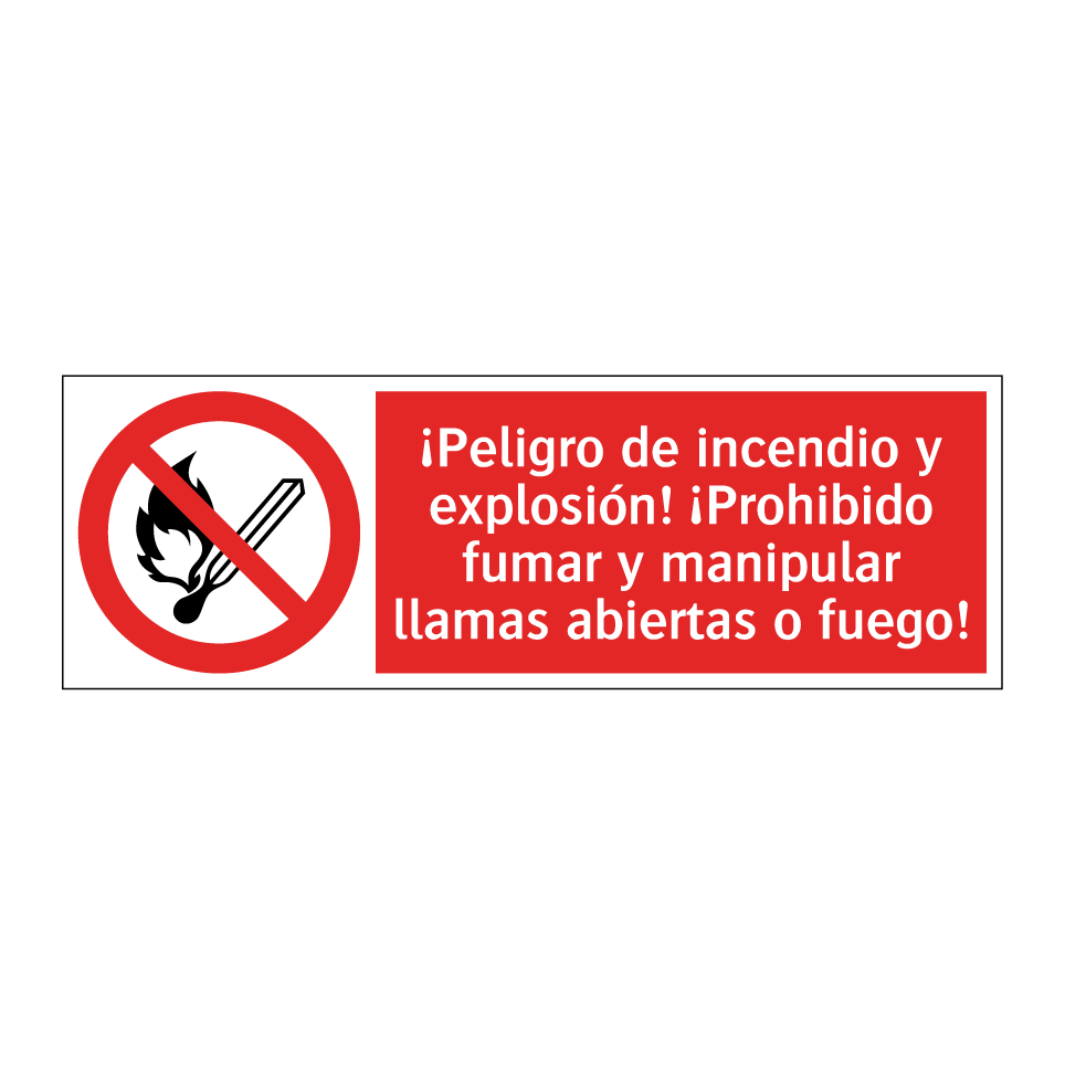 ¡Peligro de incendio y explosión! ¡Prohibido fumar y manipular llamas abiertas o fuego!
