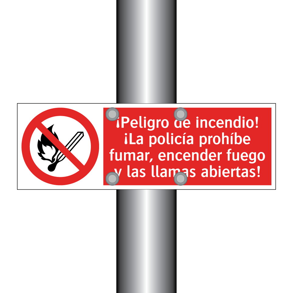 ¡Peligro de incendio! ¡La policía prohíbe fumar, encender fuego y las llamas abiertas!