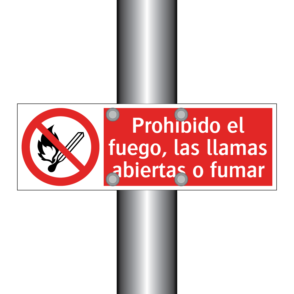Prohibido el fuego, las llamas abiertas o fumar