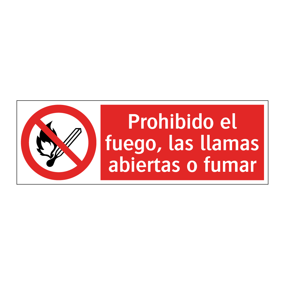 Prohibido el fuego, las llamas abiertas o fumar