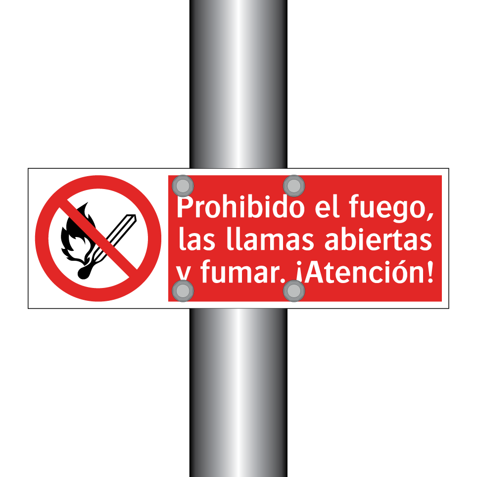 Prohibido el fuego, las llamas abiertas y fumar. ¡Atención!