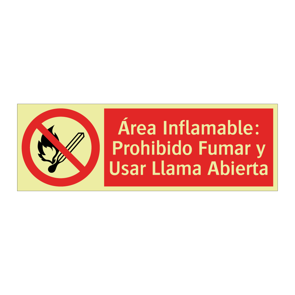 Área Inflamable: Prohibido Fumar y Usar Llama Abierta