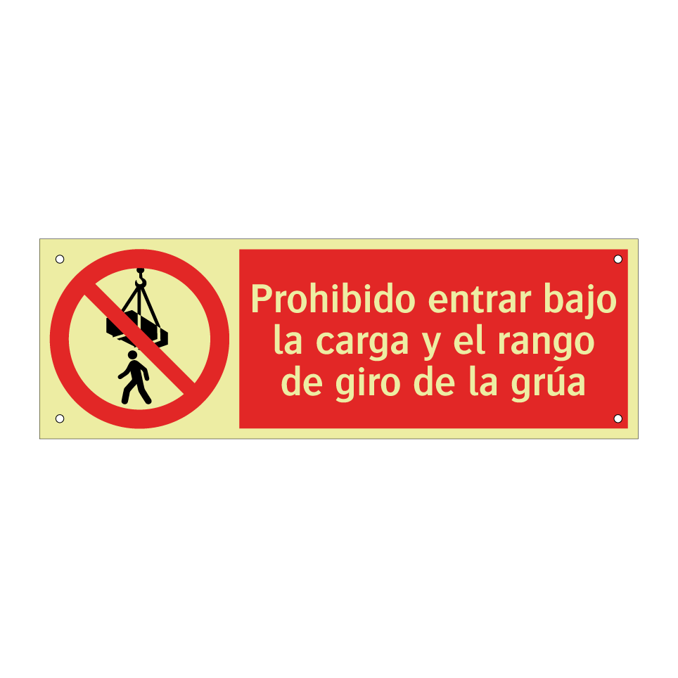Prohibido entrar bajo la carga y el rango de giro de la grúa