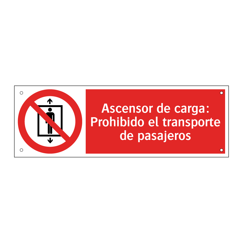 Ascensor de carga: Prohibido el transporte de pasajeros