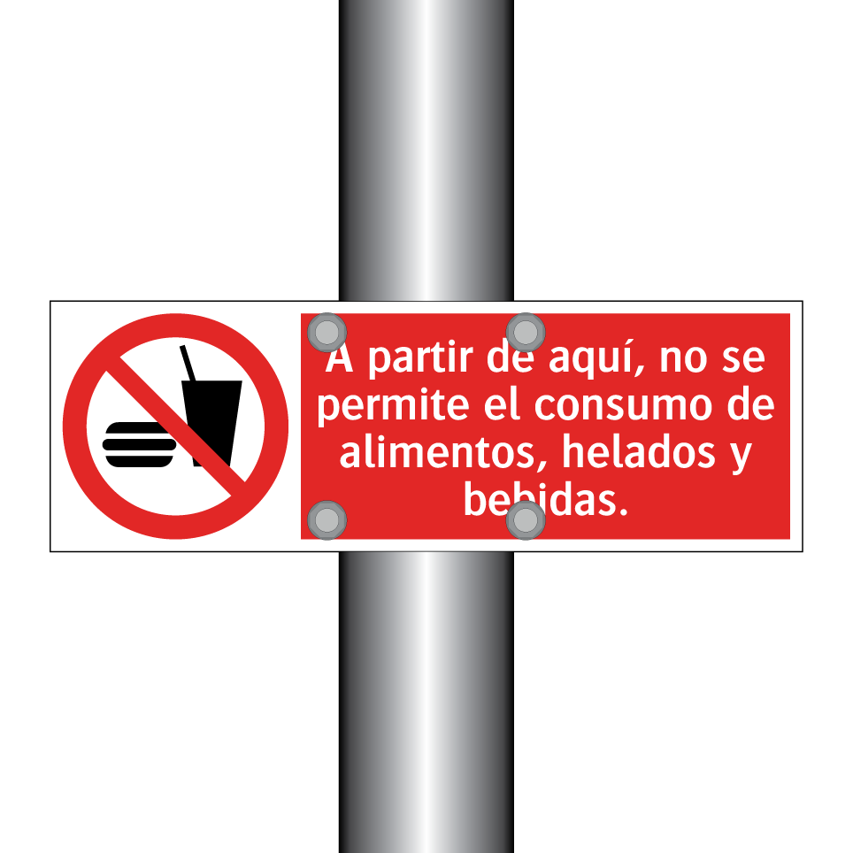 A partir de aquí, no se permite el consumo de alimentos, helados y bebidas.