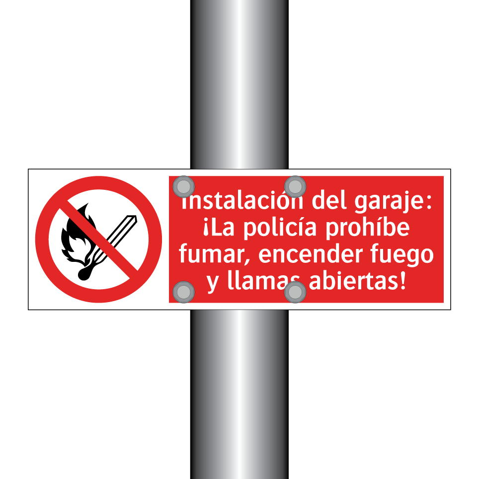 Instalación del garaje: ¡La policía prohíbe fumar, encender fuego y llamas abiertas!