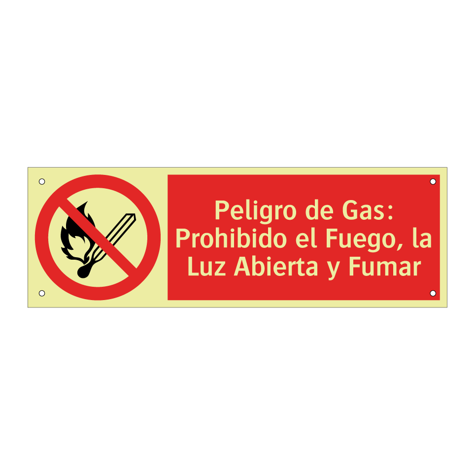 Peligro de Gas: Prohibido el Fuego, la Luz Abierta y Fumar