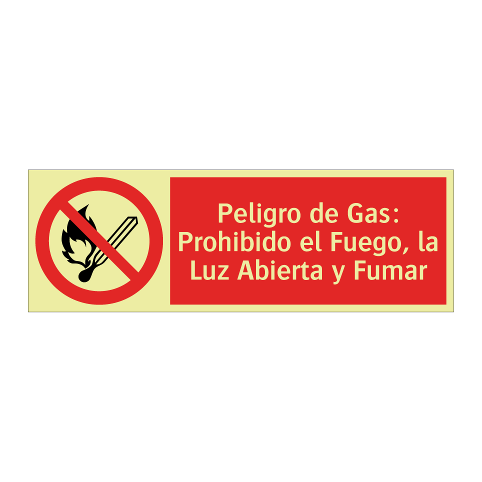 Peligro de Gas: Prohibido el Fuego, la Luz Abierta y Fumar