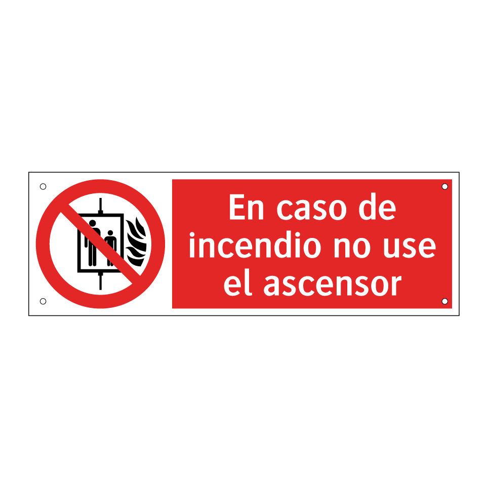 En caso de incendio no use el ascensor