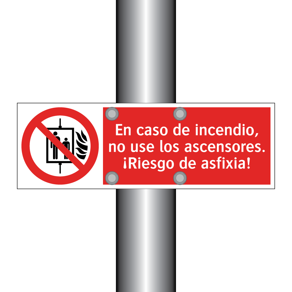 En caso de incendio, no use los ascensores. ¡Riesgo de asfixia!