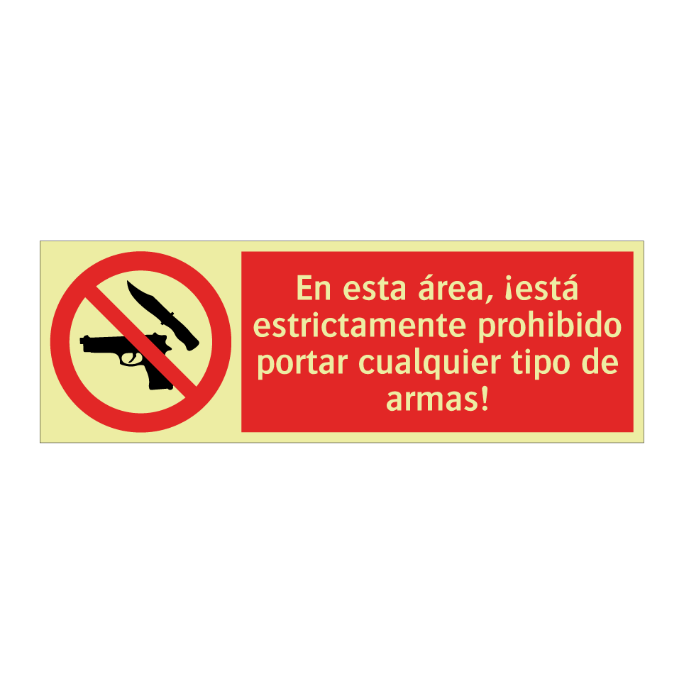 En esta área, ¡está estrictamente prohibido portar cualquier tipo de armas!