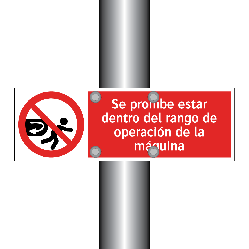 Se prohíbe estar dentro del rango de operación de la máquina