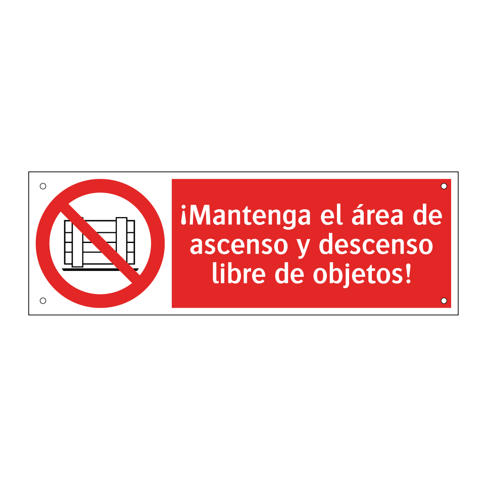 ¡Mantenga el área de ascenso y descenso libre de objetos!