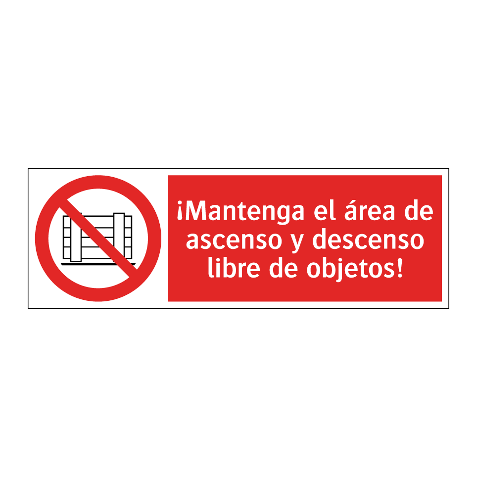 ¡Mantenga el área de ascenso y descenso libre de objetos!