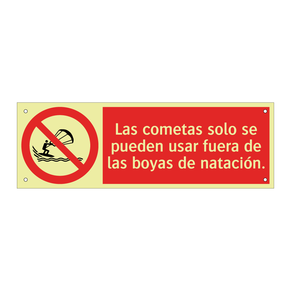 Las cometas solo se pueden usar fuera de las boyas de natación.