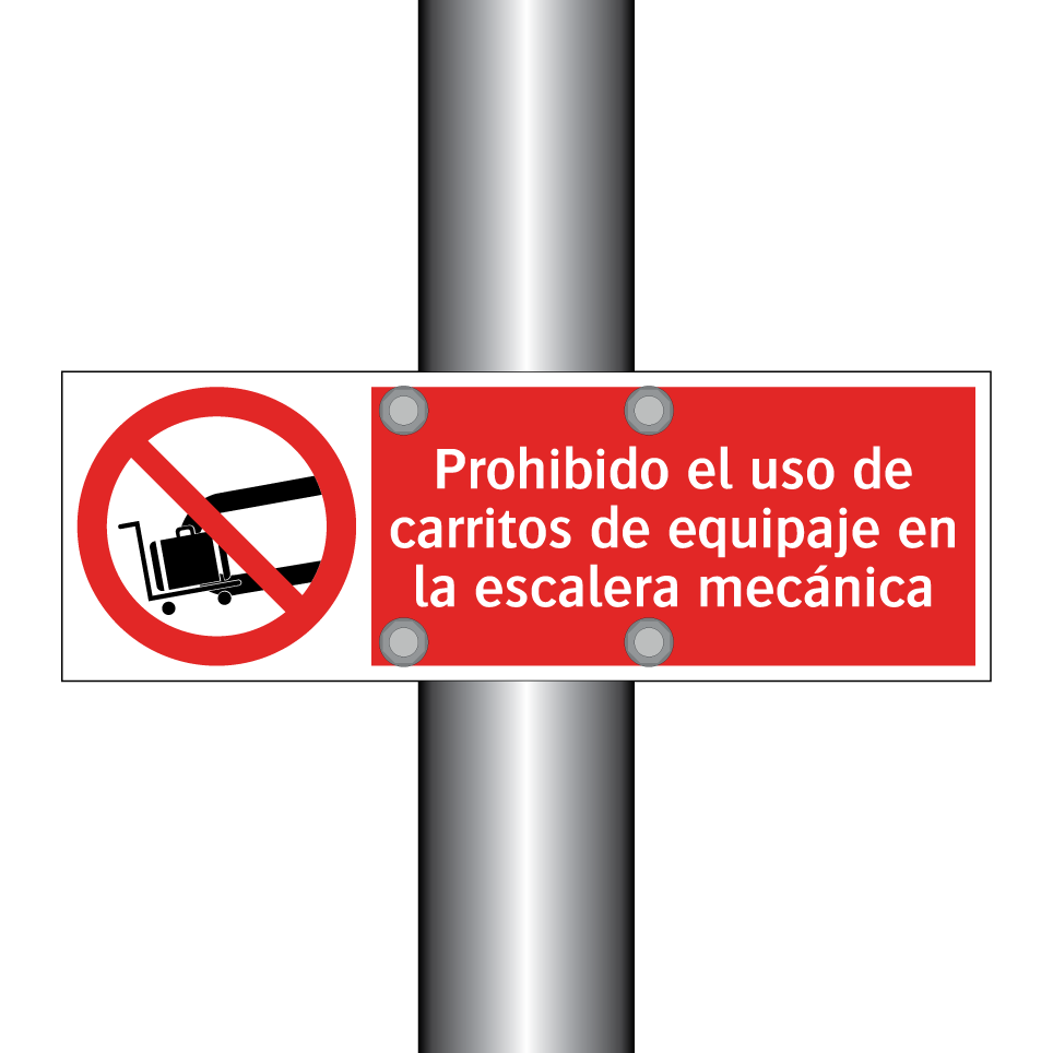 Prohibido el uso de carritos de equipaje en la escalera mecánica