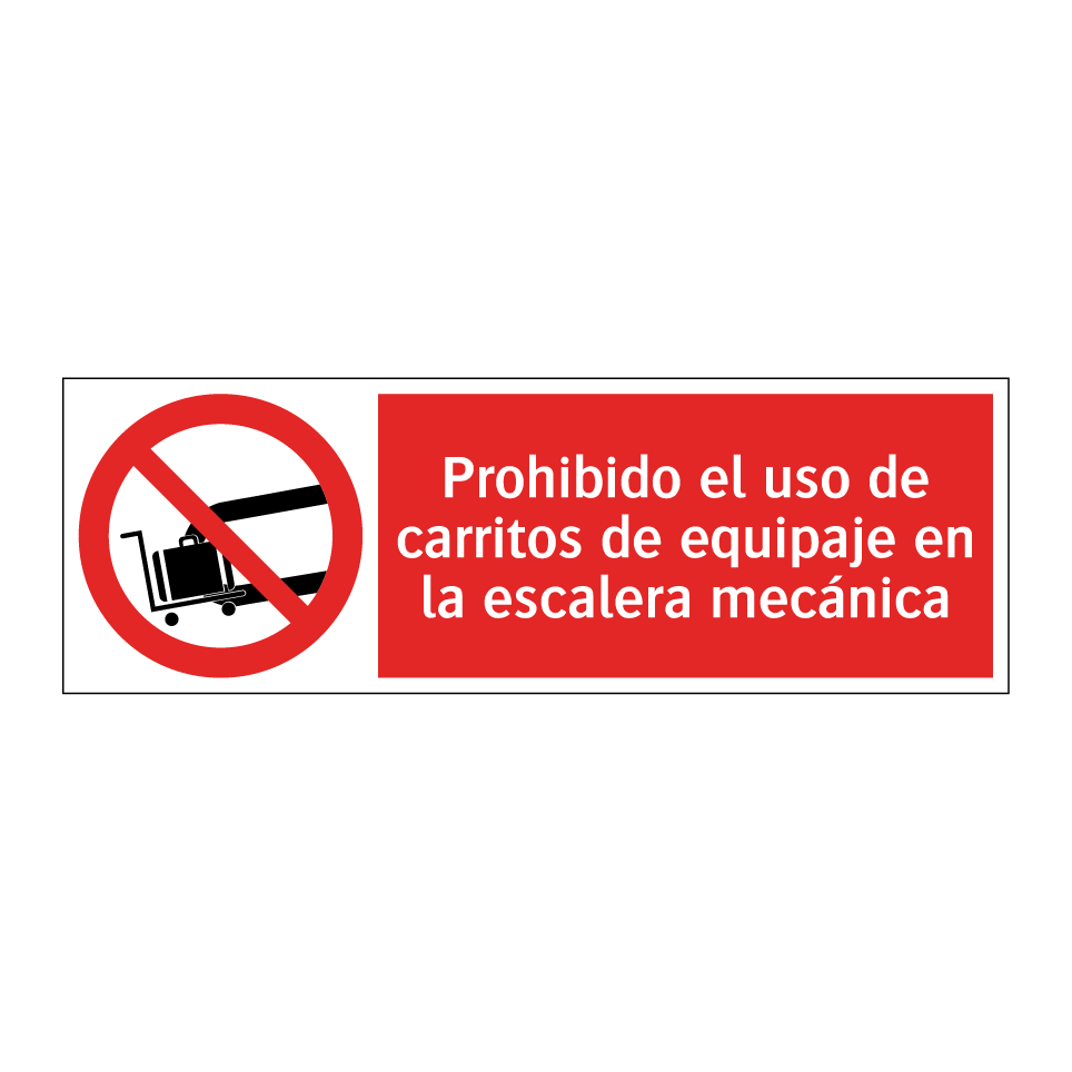 Prohibido el uso de carritos de equipaje en la escalera mecánica