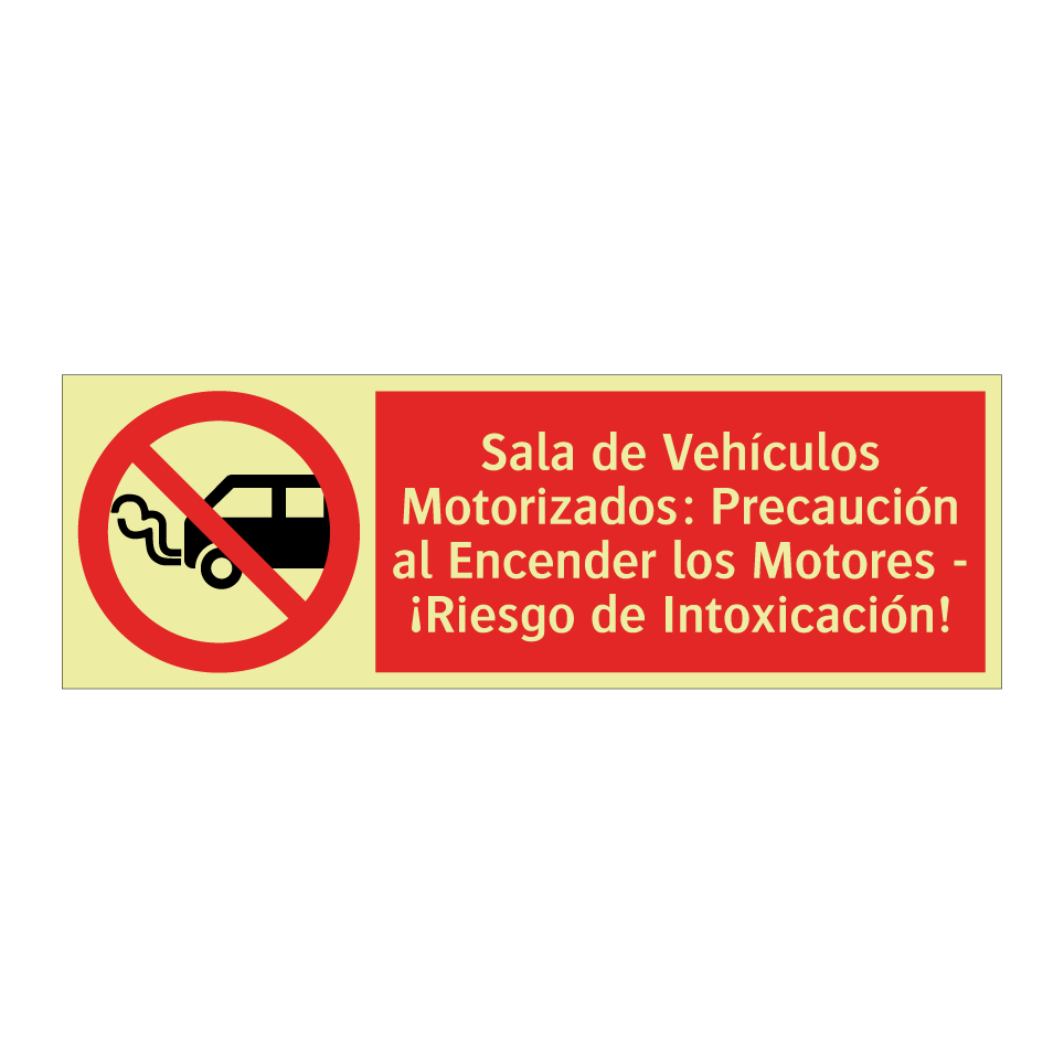 Sala de Vehículos Motorizados: Precaución al Encender los Motores - ¡Riesgo de Intoxicación!