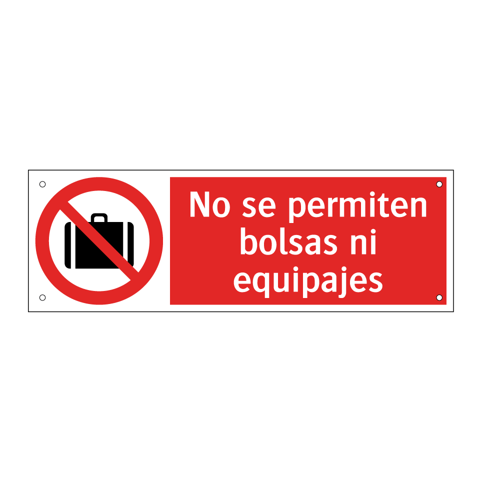 No se permiten bolsas ni equipajes